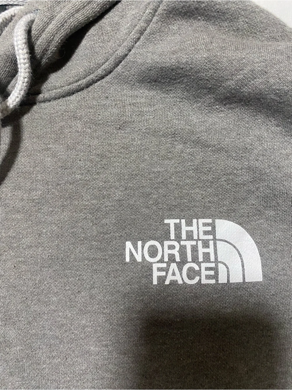 The North Face Gray Hoodie with Olive Camo Logo